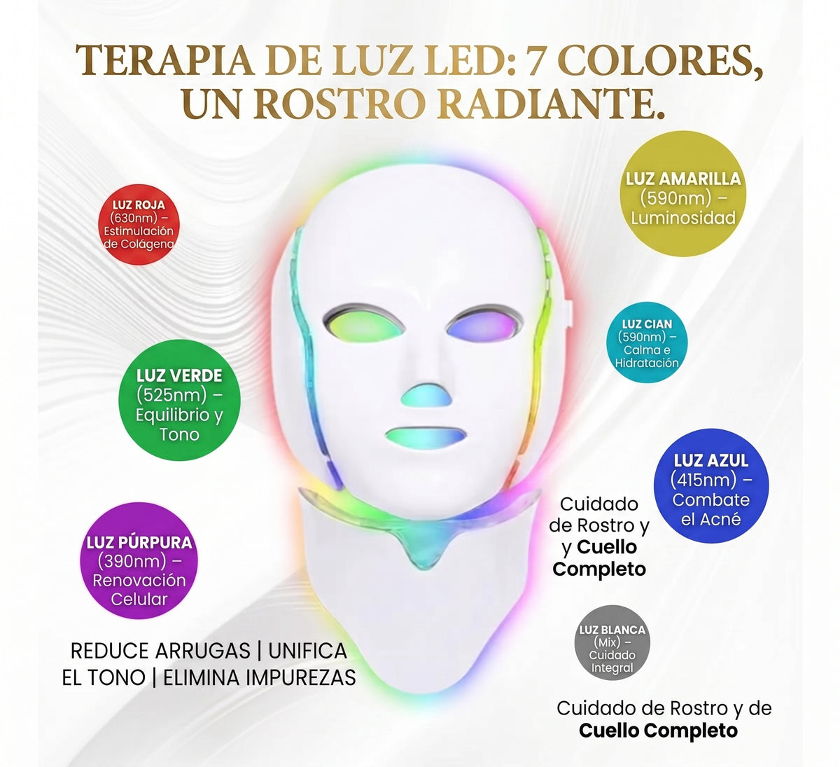 Mascara con Cuello Led 7 Colores Terapia